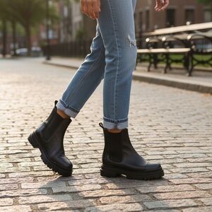 Classic Chelsea Lug Sole Ankle Boots - Black